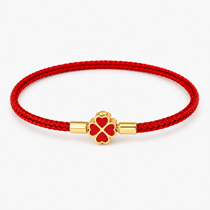 3mm Four Leaf Clover Wire Rope Bracelet Stainless Steel Enamel Lucky Charm Bangle Waterproof Braided Cord Jewelry Gift for Women