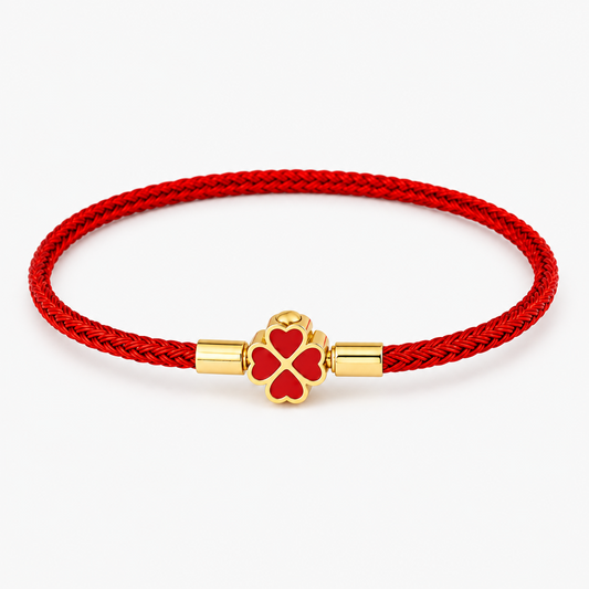 3mm Four Leaf Clover Wire Rope Bracelet Stainless Steel Enamel Lucky Charm Bangle Waterproof Braided Cord Jewelry Gift for Women