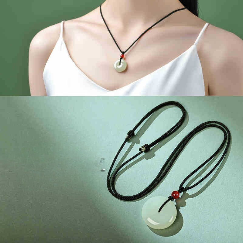 natural hetian jade ping an pendant necklace – unisex jade jewelry - star8s