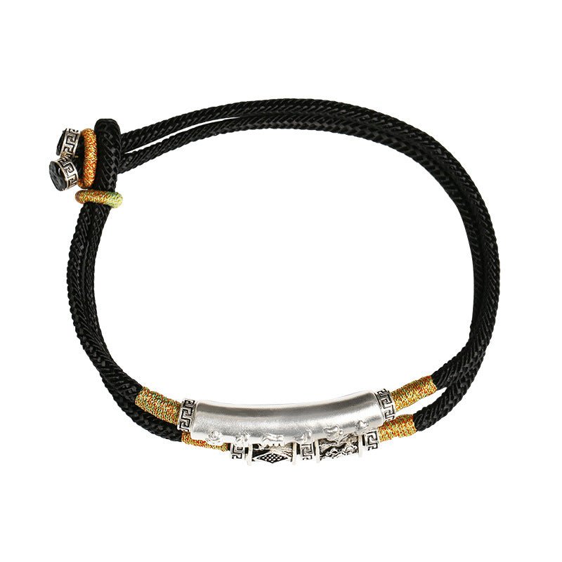 999 Pure Silver Six Words Mantra Braided Bracelet Unisex Spiritual - STAR8S