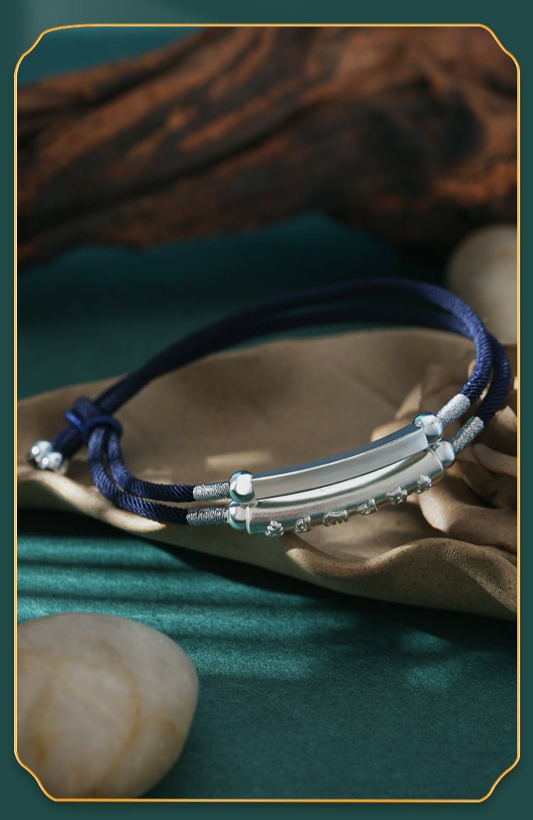 999 Pure Silver Six Words Mantra Braided Bracelet Unisex Spiritual - STAR8S