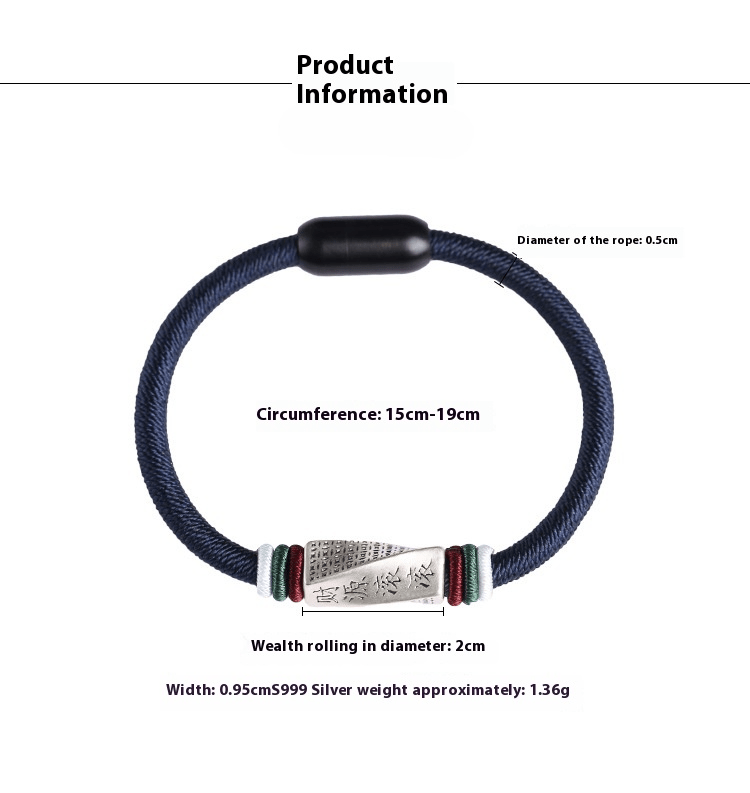999 Silver Wealth Bracelet for Men | Handmade Braided Bracelet Simple & Elegant Gift - STAR8S