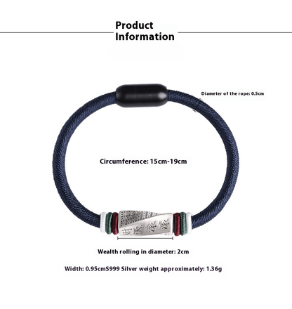 999 Silver Wealth Bracelet for Men | Handmade Braided Bracelet Simple & Elegant Gift - STAR8S