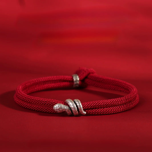 999 Sterling Silver Snake Red String Bracelet - Perfect Gift for the Chinese New Year and Zodiac Lovers - STAR8S