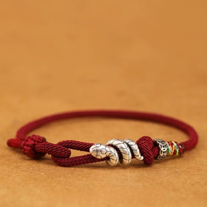 999 Sterling Silver Teng Snake Red String Bracelet | Unisex Zodiac Charm | Shopify - STAR8S