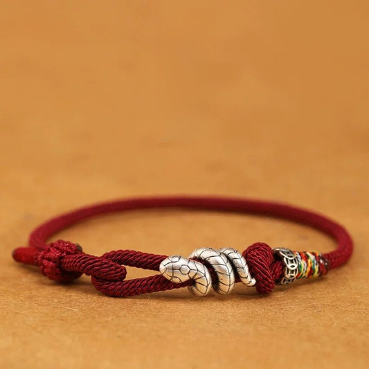 999 Sterling Silver Teng Snake Red String Bracelet | Unisex Zodiac Charm | Shopify - STAR8S