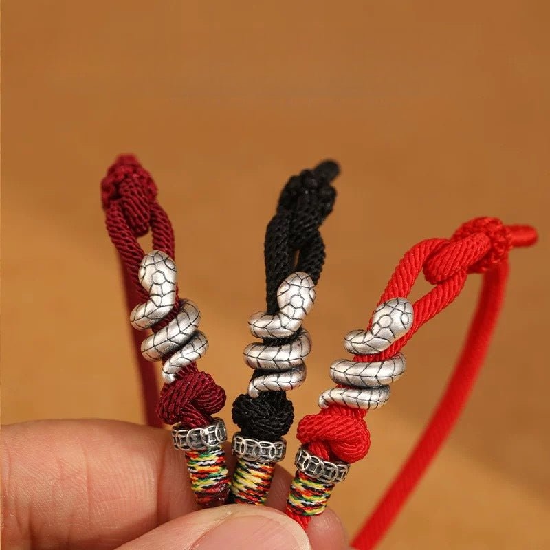 999 Sterling Silver Teng Snake Red String Bracelet | Unisex Zodiac Charm | Shopify - STAR8S
