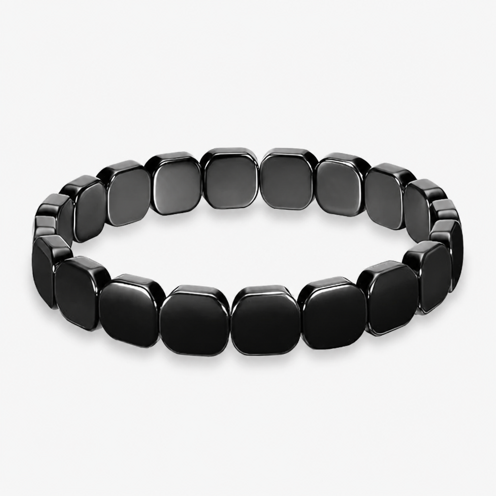 natural black hematite stone bracelet for men raw iron ore crushed nugget beads asymmetric beaded bracelet y2k hip hop gothic punk rock wristband retro industrial stacking jewelry holiday gift