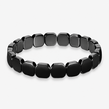 Natural Black Hematite Stone Bracelet for Men Raw Iron Ore Crushed Nugget Beads Asymmetric Beaded Bracelet Y2K Hip Hop Gothic Punk Rock Wristband Retro Industrial Stacking Jewelry Holiday Gift