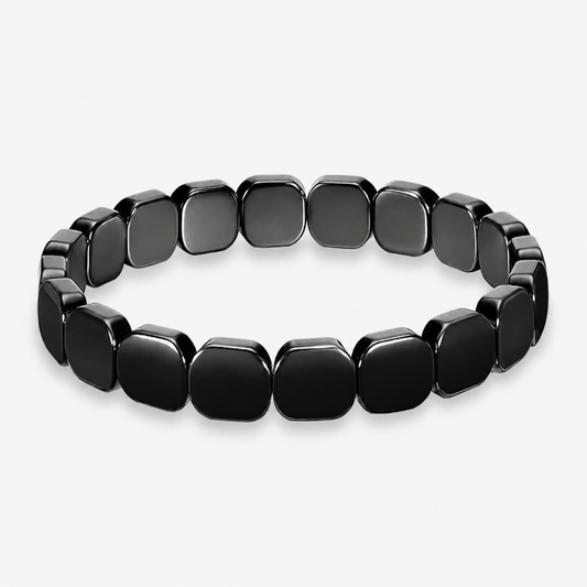 Natural Black Hematite Stone Bracelet for Men Raw Iron Ore Crushed Nugget Beads Asymmetric Beaded Bracelet Y2K Hip Hop Gothic Punk Rock Wristband Retro Industrial Stacking Jewelry Holiday Gift