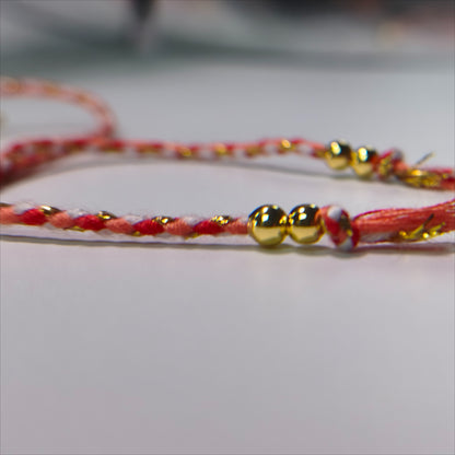 Handmade Red String Bracelet for Women Teen Girls Gold Heart Pendant Freshwater Pearl Cubic Zircon Charm Braided Cord Friendship Bracelet Summer Beach Vacation Adjustable Wristband Pack