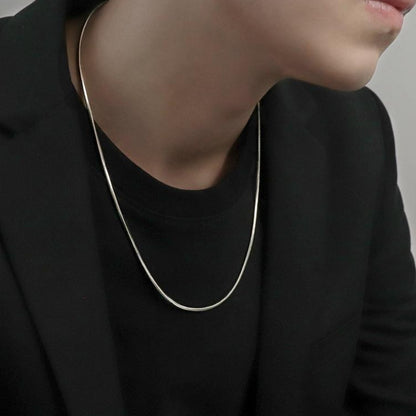 Men's Square Snake Chain Necklace Silver-Tone Titanium Steel Snake Bone Collar Chain Minimalist Streetwear Hip Hop Waterproof Jewelry Gift for Him