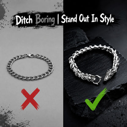 Men's Dragon Head Bracelet Silver Tone Steel Punk Rock Hip Hop Dragon Bone Link Bracelet Chinese Zodiac Dragon Scaled Bracelet Heavy Metal Motorcyclist Jewelry Gift for Boyfriend