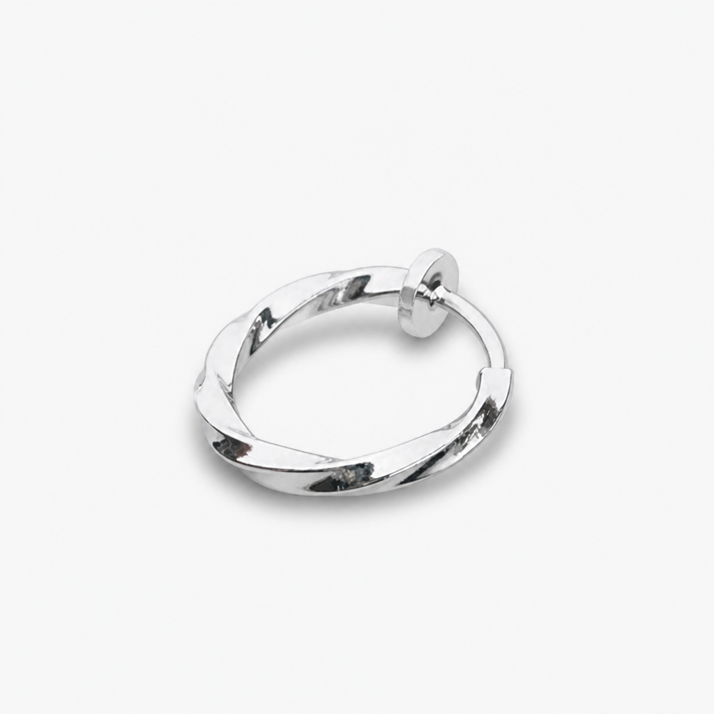 mens clip on hoop earrings non pierced twisted mobius huggie ear cuffs faux piercing fake hoop silver dainty minimalist streetwear jewelry gifts for men women