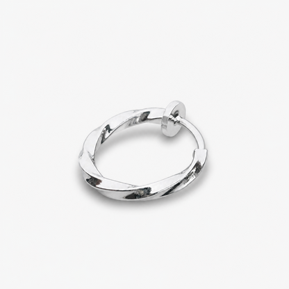 Mens Clip On Hoop Earrings Non Pierced Twisted Mobius Huggie Ear Cuffs Faux Piercing Fake Hoop Silver Dainty Minimalist Streetwear Jewelry Gifts for Men Women