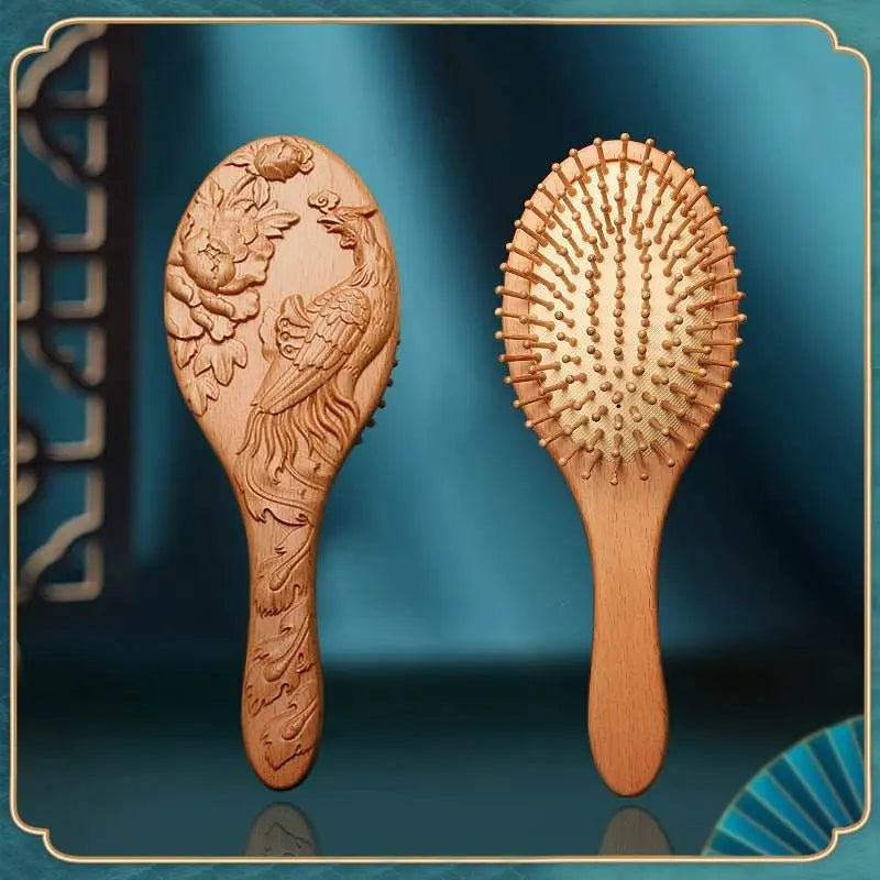 Air Cushion Massage Chinese hair Comb – Wooden for Women, Daily Use Relax & Healthy Hair Lifestyle - STAR8S