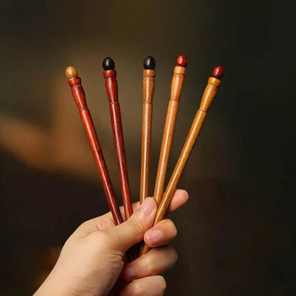 Ancient - Style Wooden Hairpin for Stylish Bun & Chinese - Style Look - STAR8S