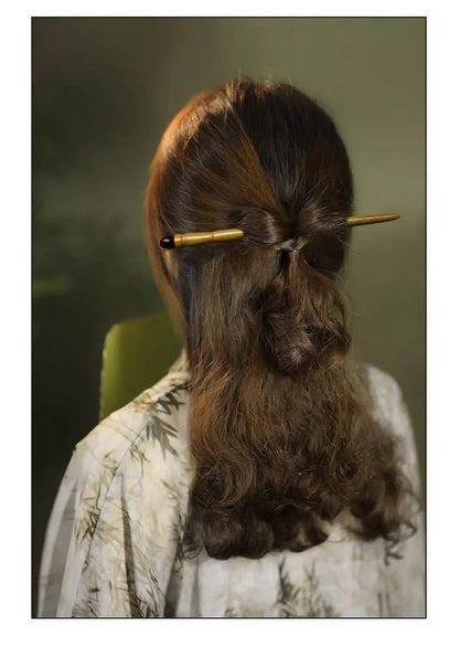Ancient - Style Wooden Hairpin for Stylish Bun & Chinese - Style Look - STAR8S