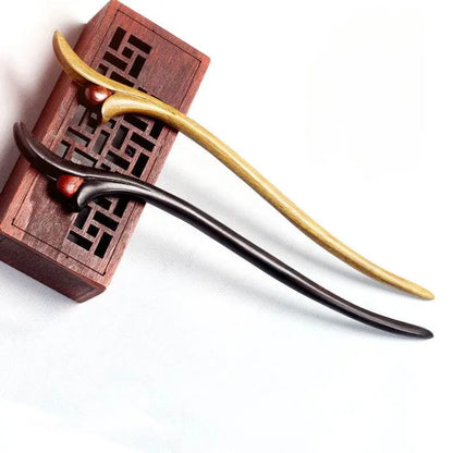 Ancient - style Black Sandalwood Hairpin with Tassel, Elegant Hanfu Hairstyling Accessory - STAR8S