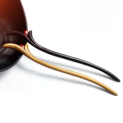 Ancient - style Black Sandalwood Hairpin with Tassel, Elegant Hanfu Hairstyling Accessory - STAR8S