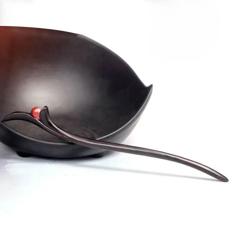 ancient - style black sandalwood hairpin with tassel, elegant hanfu hairstyling accessory - star8s