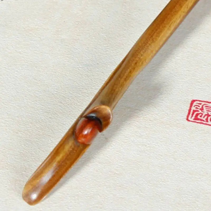 Ancient - style Green Sandalwood Hairpin, Handmade Ethnic - style Hairstyling Accessory - STAR8S