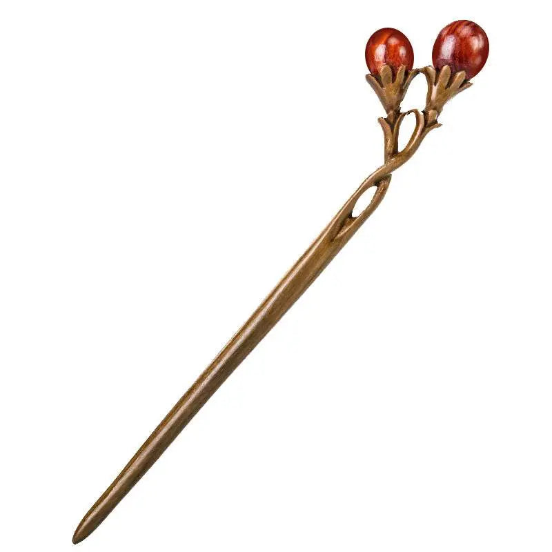 Ancient - style Green Sandalwood Hairpin, Stylish Hanfu Hairstyling Accessory - STAR8S