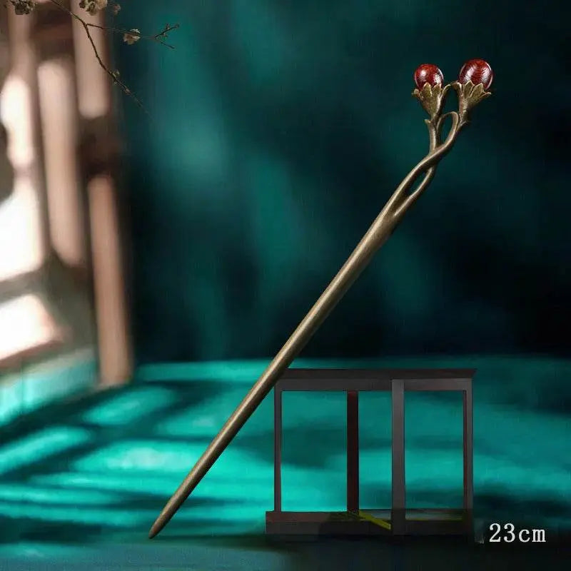 ancient - style green sandalwood hairpin, stylish hanfu hairstyling accessory - star8s