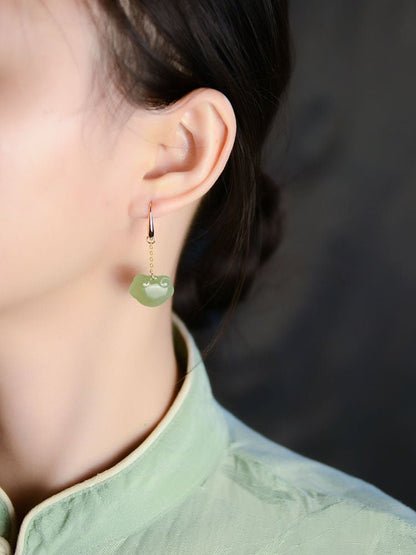 Antique Jade Earrings: Hetian Auspicious Clouds 925 Silver | STAR8S