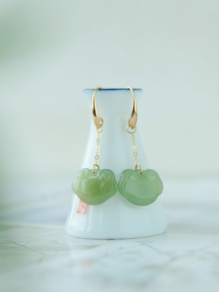 antique jade earrings: hetian auspicious clouds 925 silver | star8s