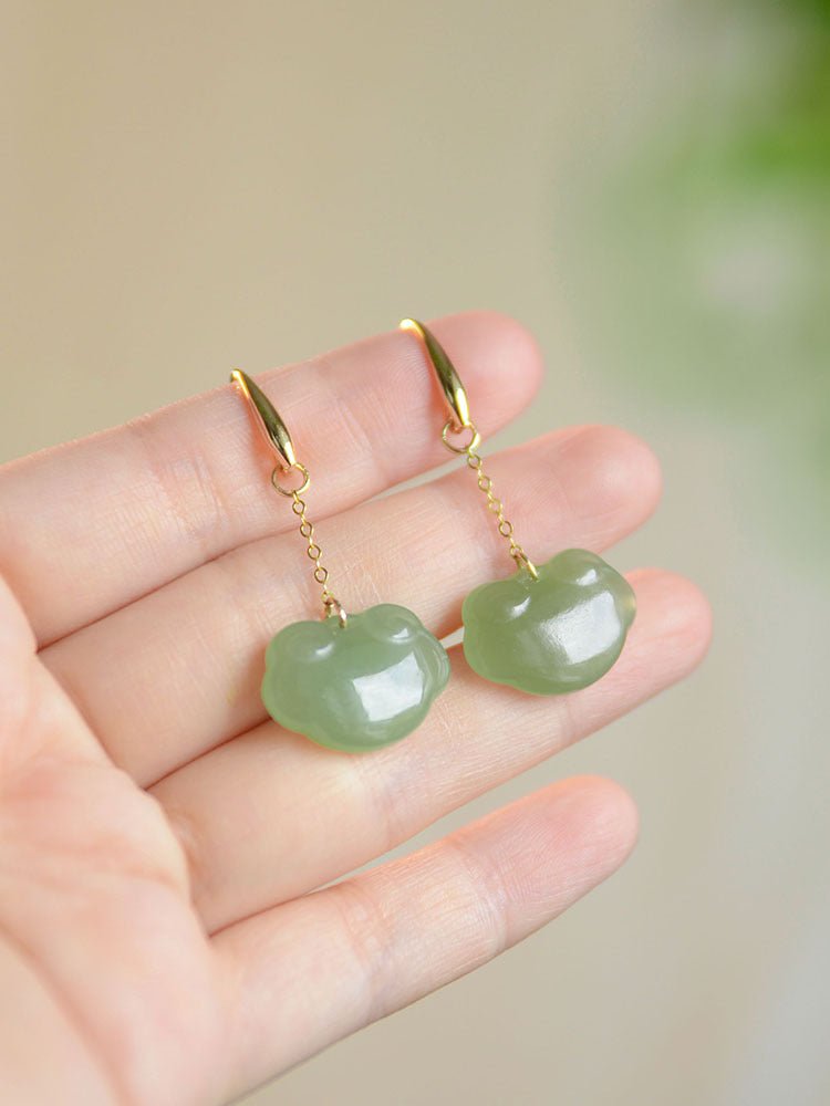 antique jade earrings: hetian auspicious clouds 925 silver | star8s