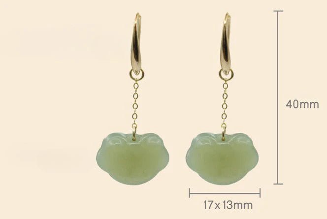 antique jade earrings: hetian auspicious clouds 925 silver | star8s - star8s