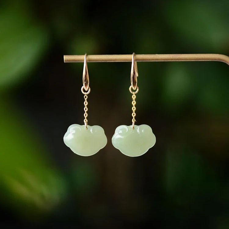 antique jade earrings: hetian auspicious clouds 925 silver | star8s - star8s