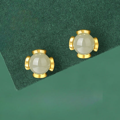 Attractive & Elegant Jade Earrings Stud: Versatile Hetian Jade S925 Sterling Silver | STAR8S