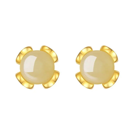 Attractive & Elegant Jade Earrings Stud: Versatile Hetian Jade S925 Sterling Silver | STAR8S
