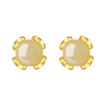 Attractive & Elegant Jade Earrings Stud: Versatile Hetian Jade S925 Sterling Silver | STAR8S