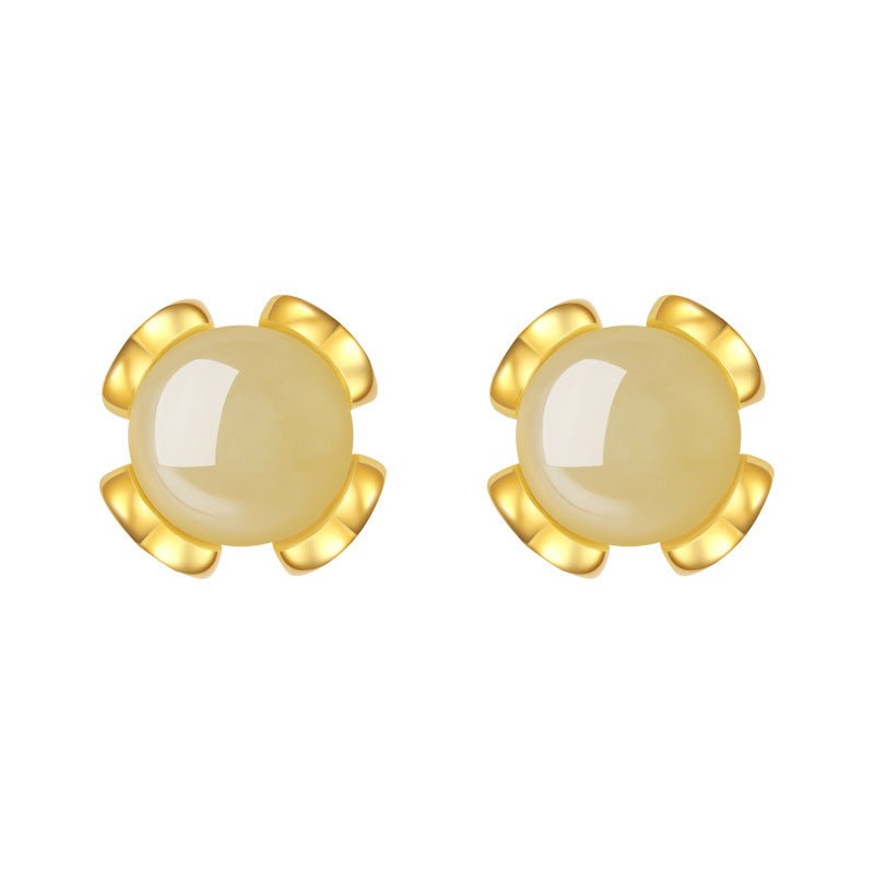 attractive & elegant jade earrings stud: versatile hetian jade s925 sterling silver | star8s