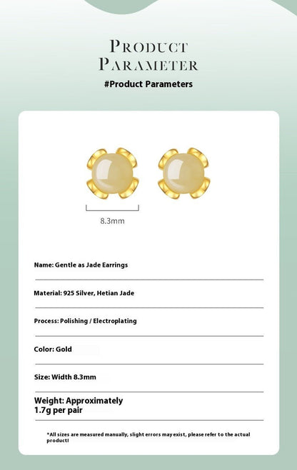 Attractive & Elegant Jade Earrings Stud: Versatile Hetian Jade S925 Sterling Silver | STAR8S