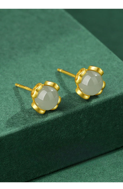 Attractive & Elegant Jade Earrings Stud: Versatile Hetian Jade S925 Sterling Silver | STAR8S