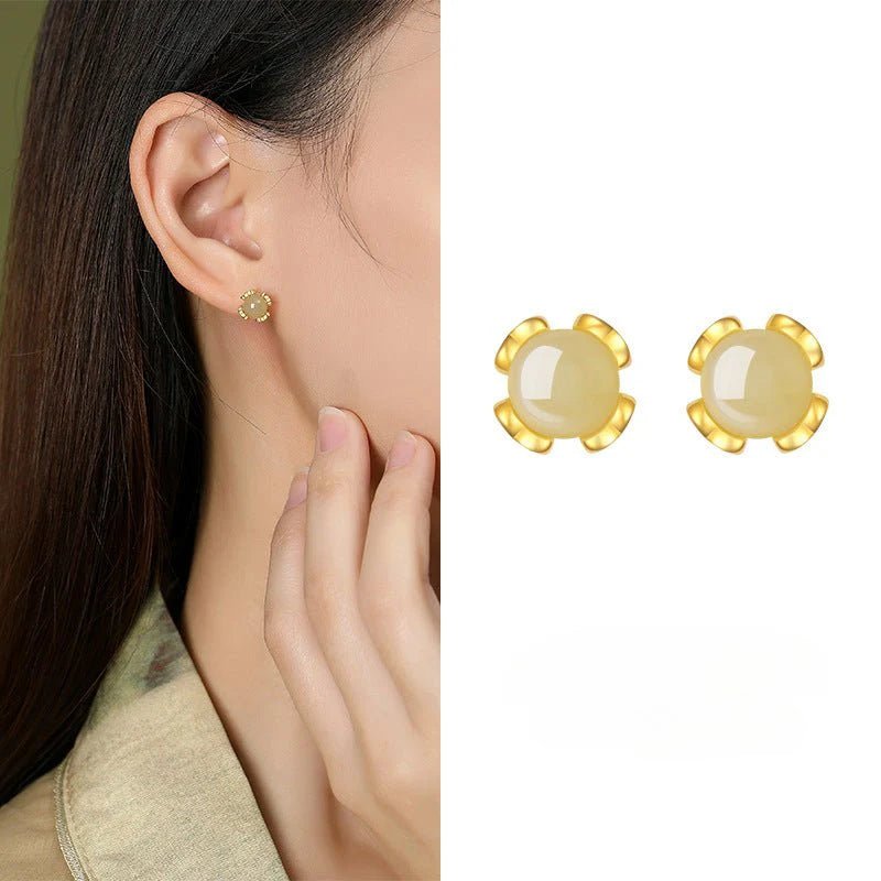 Attractive & Elegant Jade Earrings Stud: Versatile Hetian Jade S925 Sterling Silver | STAR8S - STAR8S
