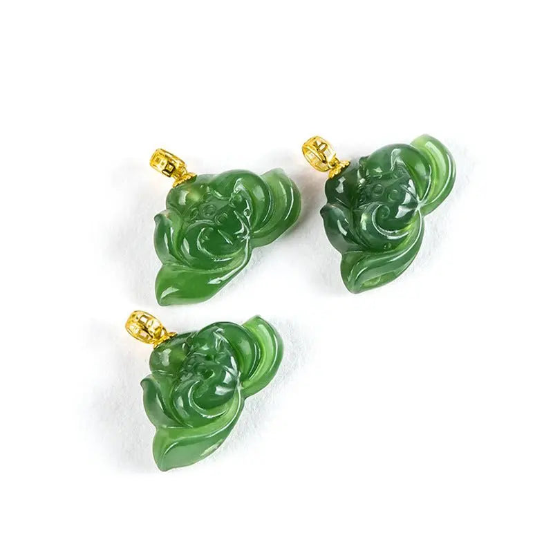 attractive & elegant jade necklace modern: spinach green hetian lotus 18k fashion | star8s