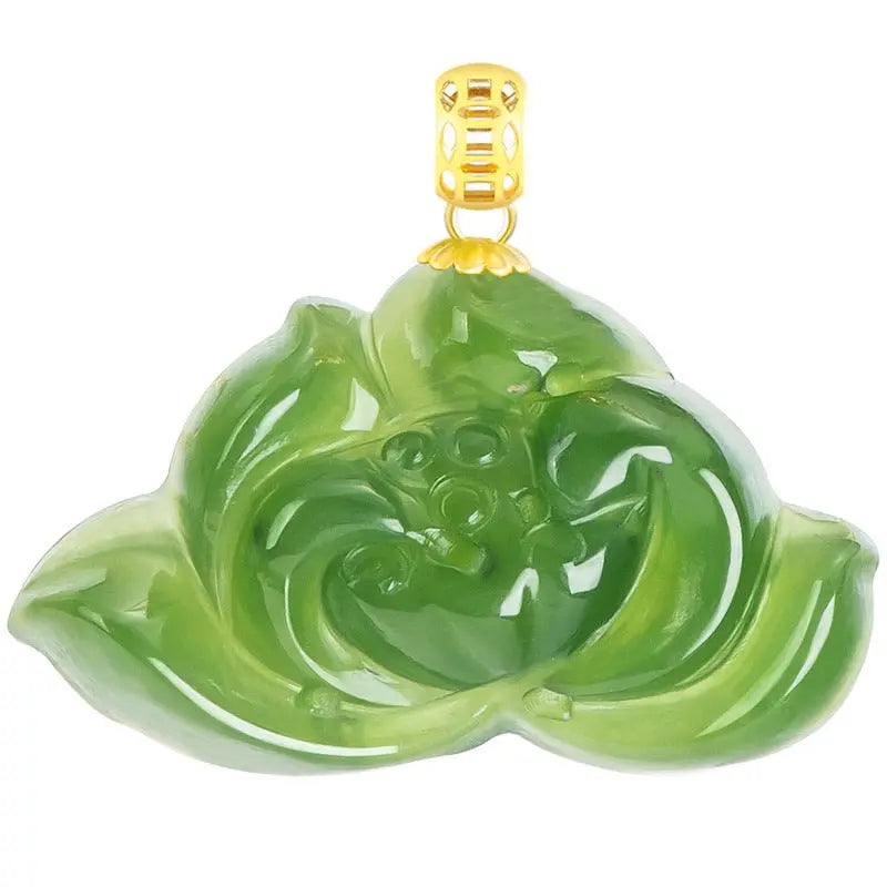 attractive & elegant jade necklace modern: spinach green hetian lotus 18k fashion | star8s