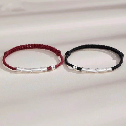 Bamboo - knot Sterling Silver Couple Bracelet, Hand - woven Romantic Jewelry - STAR8S