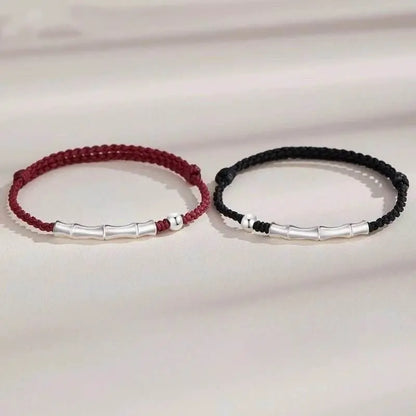 Bamboo - knot Sterling Silver Couple Bracelet, Hand - woven Romantic Jewelry - STAR8S