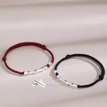 Bamboo - knot Sterling Silver Couple Bracelet, Hand - woven Romantic Jewelry - STAR8S