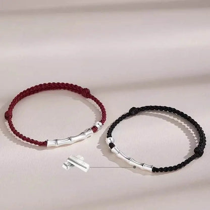Bamboo - knot Sterling Silver Couple Bracelet, Hand - woven Romantic Jewelry - STAR8S