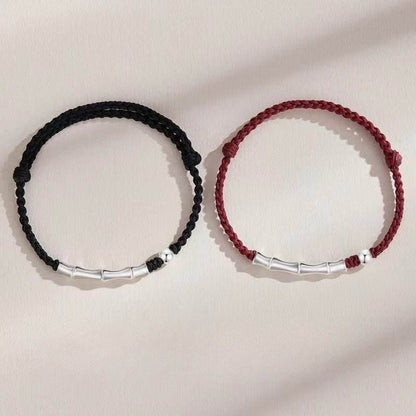 Bamboo - knot Sterling Silver Couple Bracelet, Hand - woven Romantic Jewelry - STAR8S