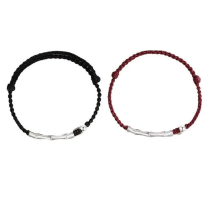 Bamboo - knot Sterling Silver Couple Bracelet, Hand - woven Romantic Jewelry - STAR8S