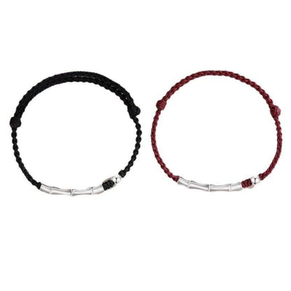 Bamboo - knot Sterling Silver Couple Bracelet, Hand - woven Romantic Jewelry - STAR8S