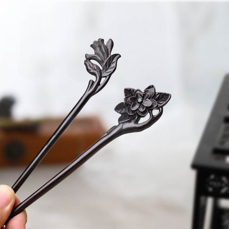 black sandalwood handmade hairpin for vintage style - star8s